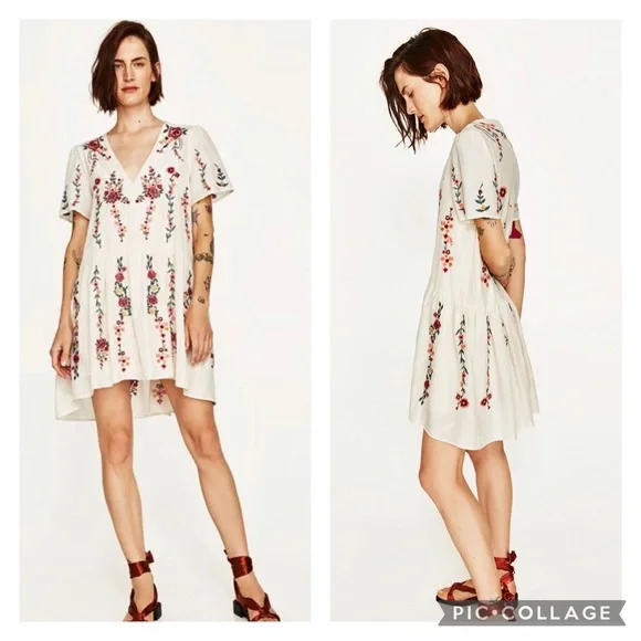 white christmas dresses Zara Cotton Mini Dress